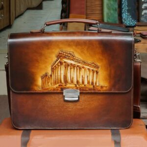 Parthenon Greece‎ - Personalized Handcrafted-Carved Leather Briefcase