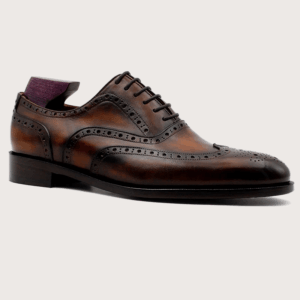 Homme Bari Patina Brogue Oxford - Brown Calfskin Leather